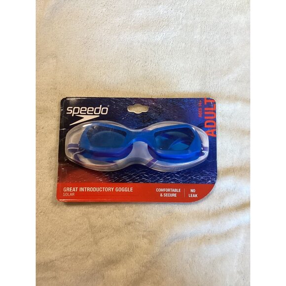 Speedo Solar Swim Goggles  Blocks UV Rays Anti Fog Leak Proof 14+ Adult Blue - Picture 3 of 5